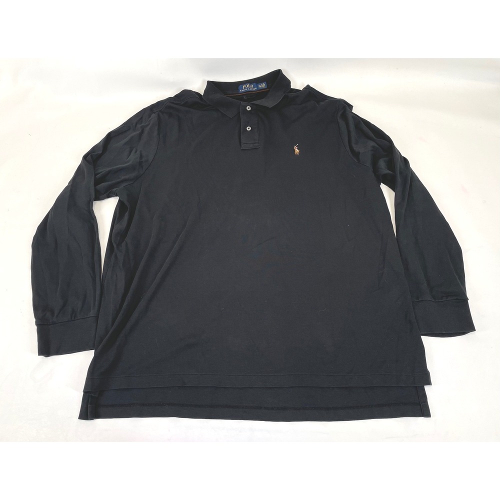 Polo Ralph Lauren Pima Soft Touch Long Sleeve Polo Shirt Black XXL Color Pony